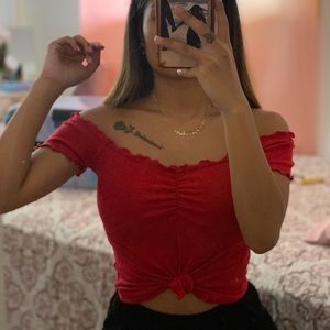 Hollister | Red Off Shoulder Top